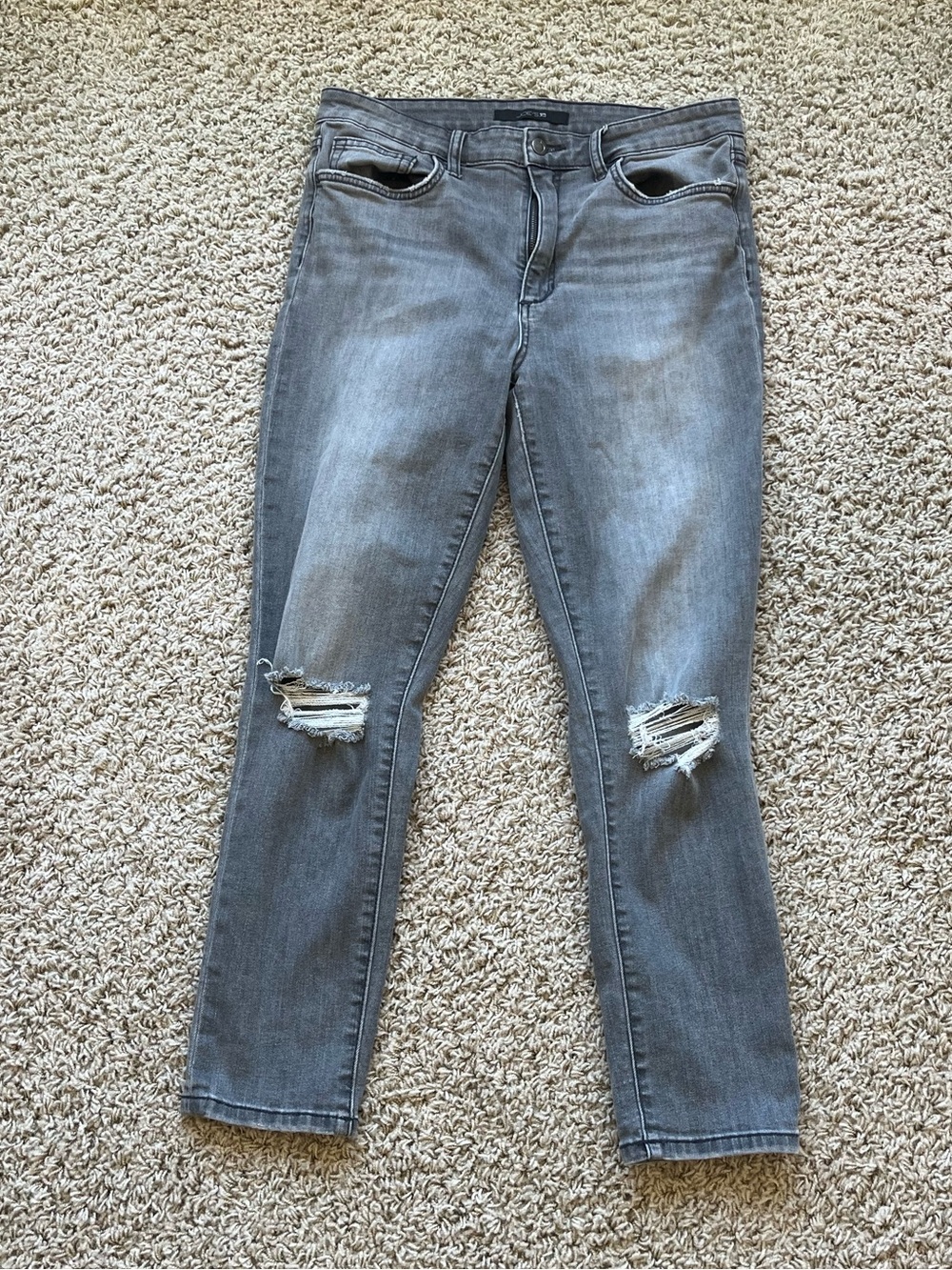 Joe’s Jeans high rise grey distressed skinny jeans